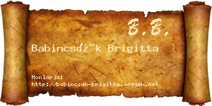 Babincsák Brigitta névjegykártya